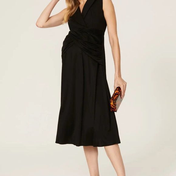 NWOT EMILIA GEORGE "Meghan Dress" Black Criss Cross Front‎ Maternity Dress (M) - Picture 4 of 16